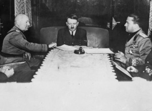 Count Ciano (r) with Hitler & Mussolini